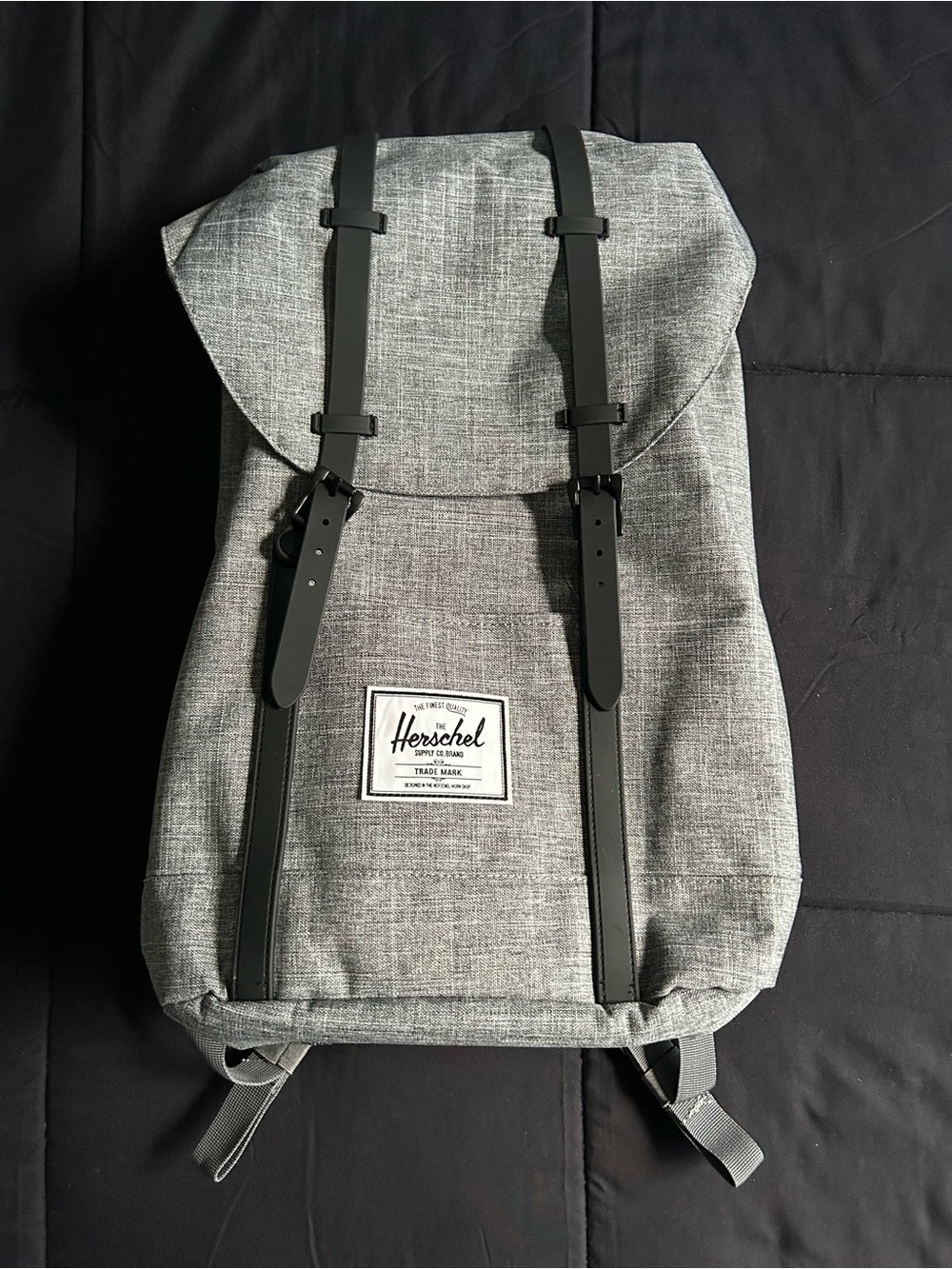 Herschel Supply Company Gray Roll-Top Backpack with Black Straps